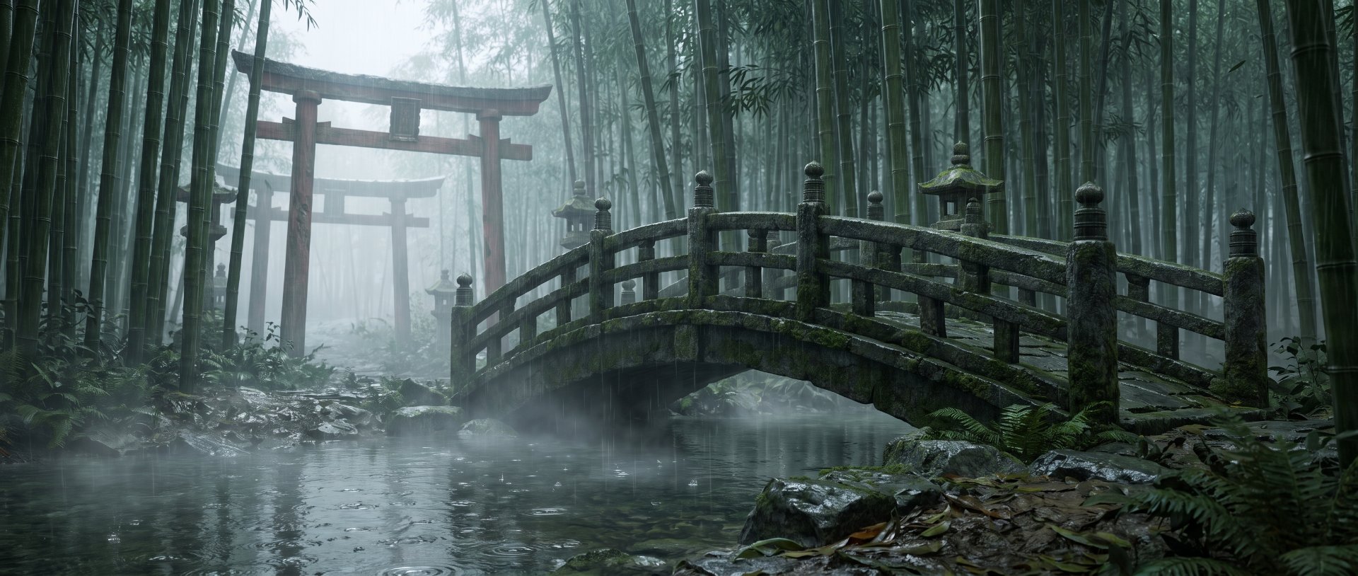 场景 · 雨雾竹林（全景）